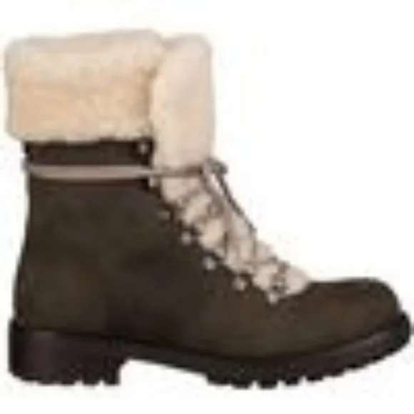 Ugg Fraser Cozy Shearling-Lined Lace Up Hiking Boots Khaki Green Size 10 - Picture 9 of 9